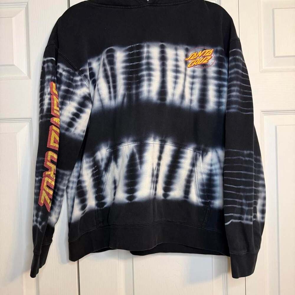 Santa Cruz Tie Dye Hoodie Black Orange Logo Size L